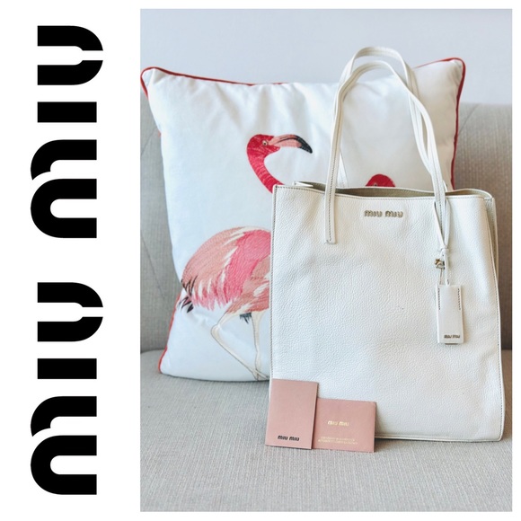 Miu Miu Handbags - 🤍 Miu Miu White Leather Tote Bag Authentic 🤍